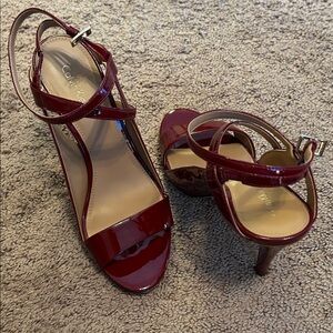 Calvin Klein Women's Burgundy Patent Strappy Heels